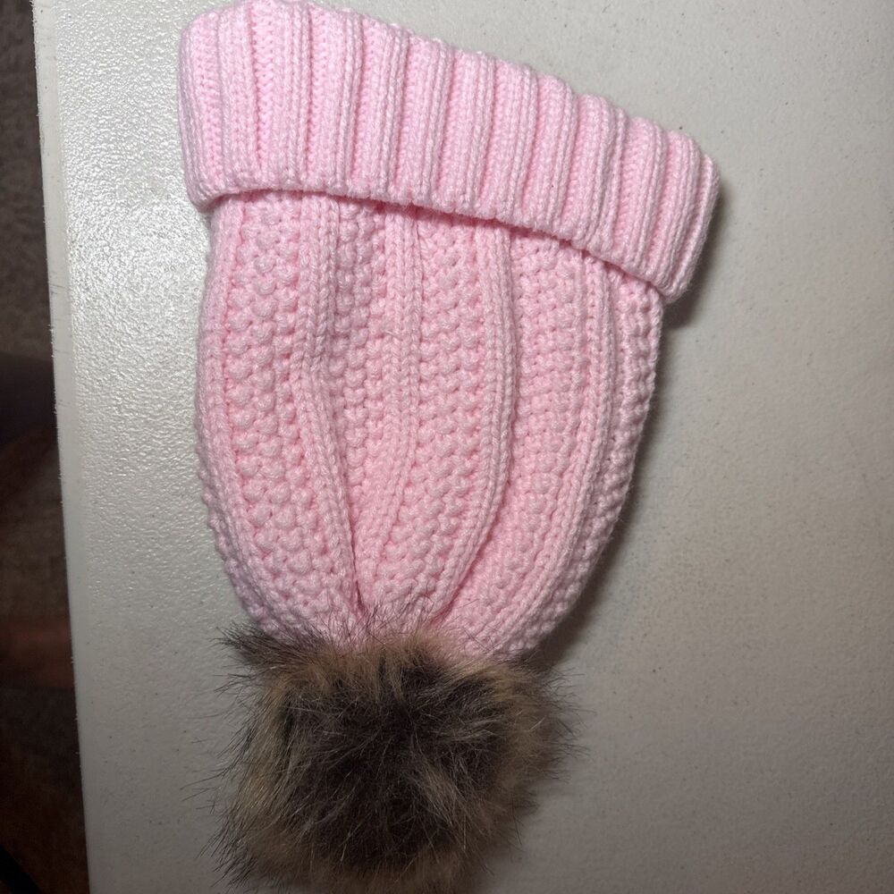 Pink Breast Cancer w/puff Beanie - Picture 3 of 5